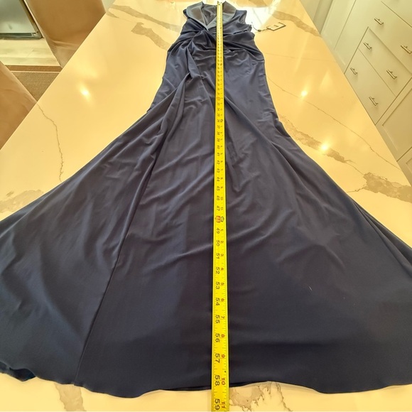 Adrianna Papell Sleeveless Tuxedo Twist Front Prom Gown MOB Navy Evening Dress 8 - Picture 12 of 15